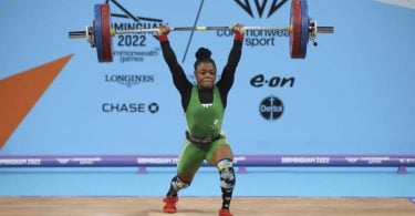 Nigeria's Rafiatu Folashade Lawal during the Women's 59kg Final at The NEC on day three of the 2022 Commonwealth Games in Birmingham, Sunday July 31, 2022.