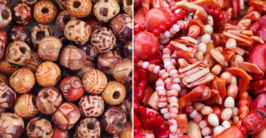 Coral beads are made from the skeletons of marine organisms, while wooden beads are made from various types of wood.